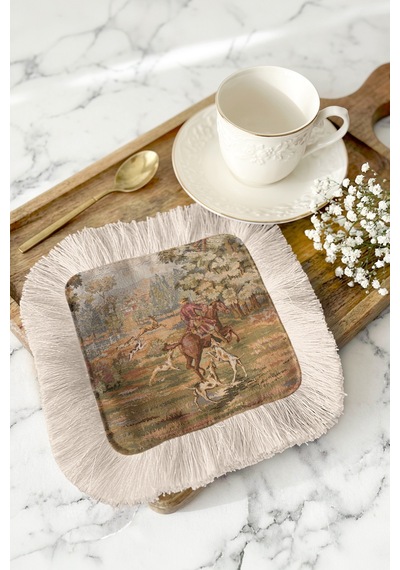 Avangard Avcı Temalı Saçaklı Sunum Peçetesi-klasik Sanat Esintili Pastel Krem Bardak Altlığı Mendil Grili Kehribar Avangard Avcı Temalı Saçaklı Sunum Peçetesi-klasik Sanat Esintili Pastel Krem Bardak Altlığı Mendil Grili Kehribar