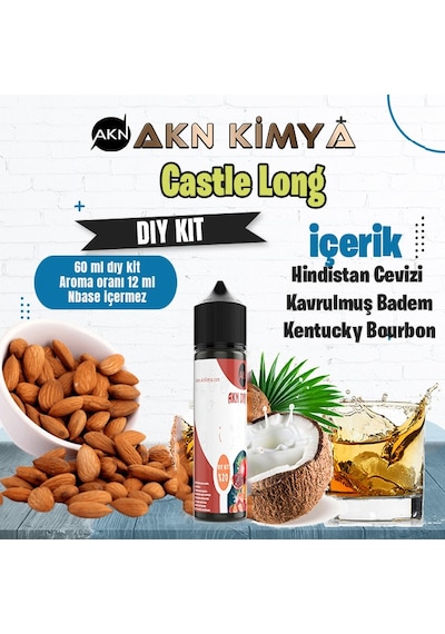 Castle Long Five Pawns Dıy Kit Kavrulmuş Badem Bourbon Gıda Aroması %20 Oranda Aroma İçerir Hazır Değildir 60 Ml