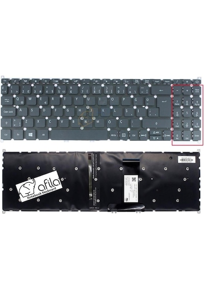 Acer Uyumlu Aspire 5 N20C5 Klavyesi Tuş Takımı (Siyah TR) ışıklı