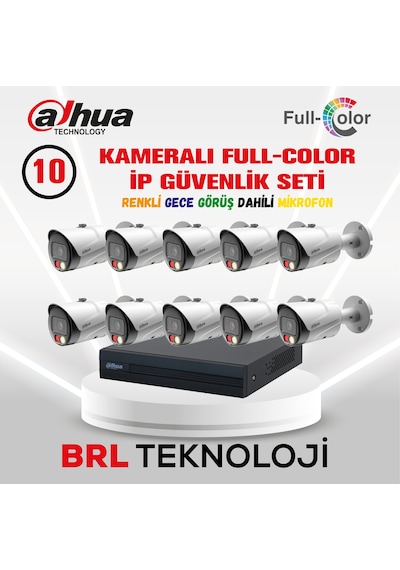 Dahua 10 Kameralı Full Color İp Güvenlik Kamera Seti