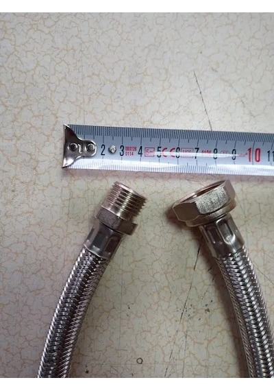 100 Cm Kalın Çelik Örgülü Bağlantı Hortumu 3/4r 1/2n 25 Ad Gümüş