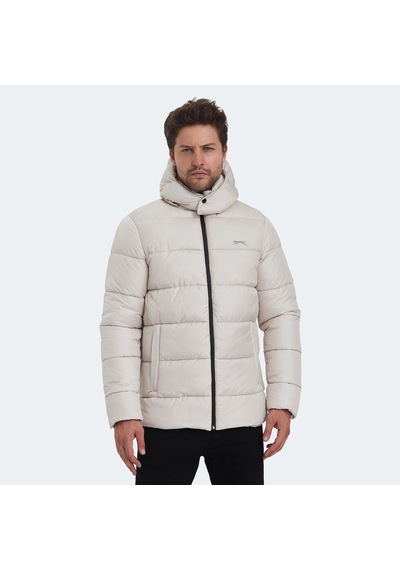 Slazenger GANEA IN Erkek Kapüşonlu Şişme Bej Mont & Kaban