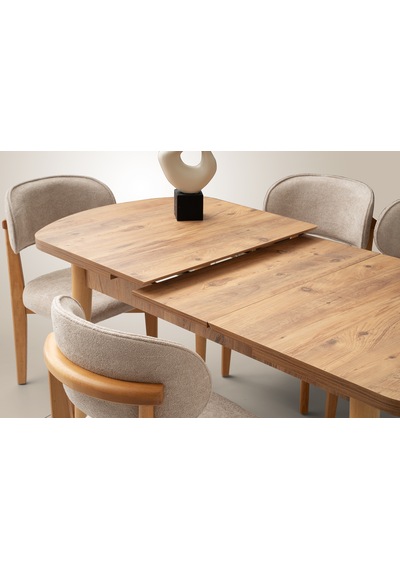 Mono Kaşıklıklı Masa, Verda Sandalye, Dışbudak, 140x80 Açık Ceviz