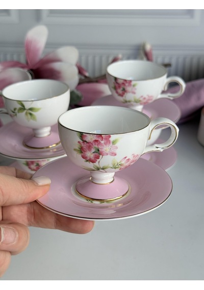 Türk Kahve Fincanı Blossom 6 Kişilik 12 Parça Renkli