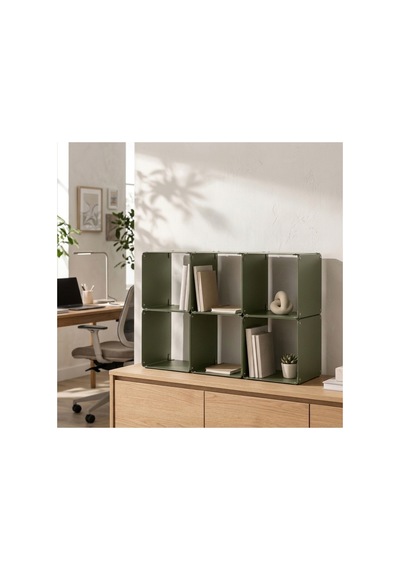Node 6'lı Modüler Metal Açık Raf Ünitesi Konsol Ve Masaüstü Kitaplık 50x33 Cm Yeşil - 944245501 Yeşil