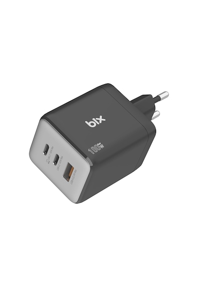 Bix Bx3p102g 100w Usb-c Usb-a 3 Portlu Gan Şarj Aleti Telefon Laptop İçin Pd 3.0 Hızlı Şarj Cihazı Koyu Gri