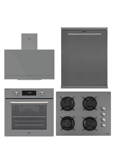 Vestel AF-7841 G - AD-63330 G -  AO-65104 G-DG-T - BM 5001 G 4'lü Eğik Gri Dijital Lezzet Set