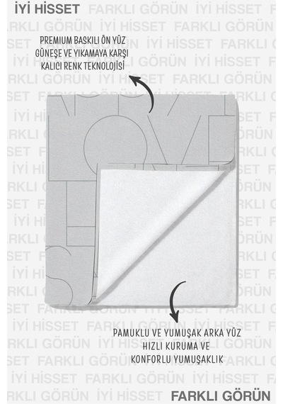 Minimalist Yazılı Mikrofiber Plaj Havlusu - Modern Gri Tipografik Havuz Deniz Hızlı Kuruyan Havlu Çok Renkli