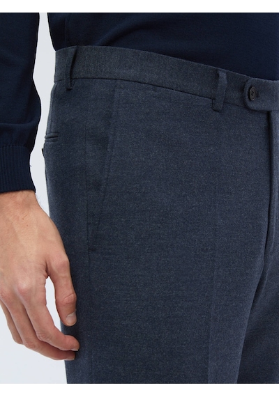 Kip Açık Lacivert Düz Dokuma Fitted Fit Klasik Pantolon Açık Lacivert