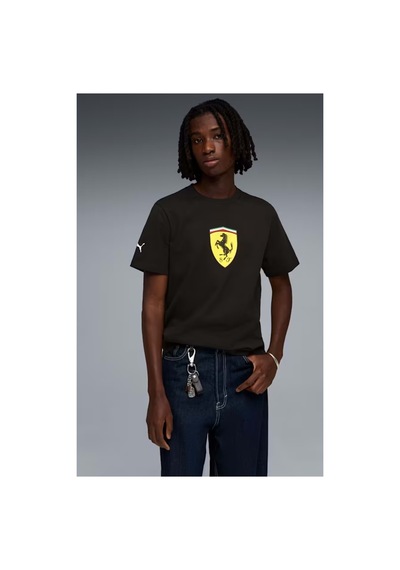 Ferrari Colored Shield Tee 635310 Tişört Erkek T-shirt Siyah Puma Black