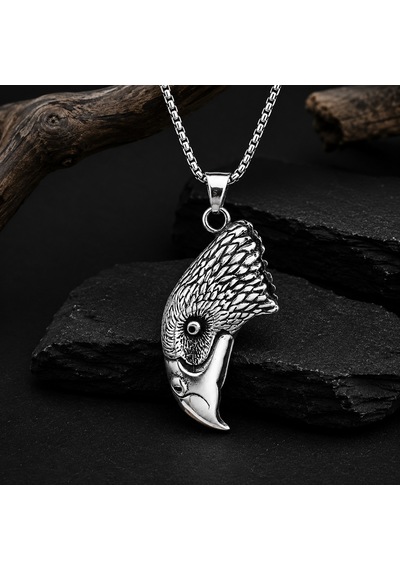 3d Detaylı Paslanmaz Çelik Kartal Kafası Kartal Kolye Metalik Çelik