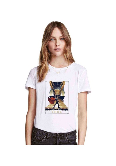 Thor Baskılı Beyaz Kadın Tshirt