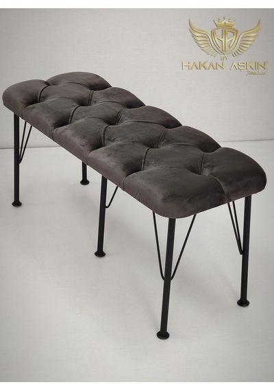 By Hakan Aşkın Metal Ayaklı Babyface Puf & Bench Koyu Füme Baby Face Füme