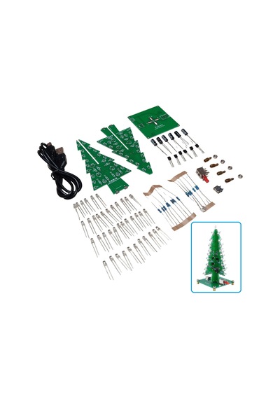Dc 5v Yanıp Sönen Rgb Led 3d Noel Yılbaşı Çam Ağacı Kendin Yap Hobi Devresi Dıy Lehimleme Kiti Demonte Montesiz