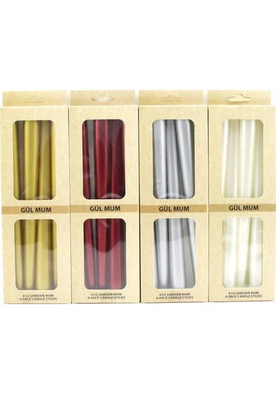 4pcs Candle Metalik Renkler Şamdan Mum 25cm 5468 Çok Renkli