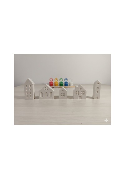 Taş Tozu Boyama Seti- Mini Şehir - 10'lu Set + 6 Ana Renk Boya+fı