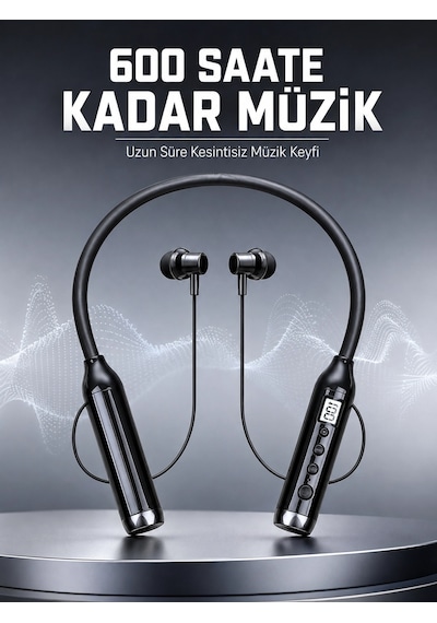 Zenvia Dijital Göstergeli Boyun Tipi Bluetooth Kulaklık Mikrofonlu Çhassasiyet Ve Müzik Kontrollü Çift Cihaz Bağl