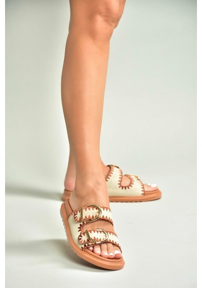 Fox Shoes U267146202 Bej/taba Süet Kadın Terlik Bej/taba-süet
