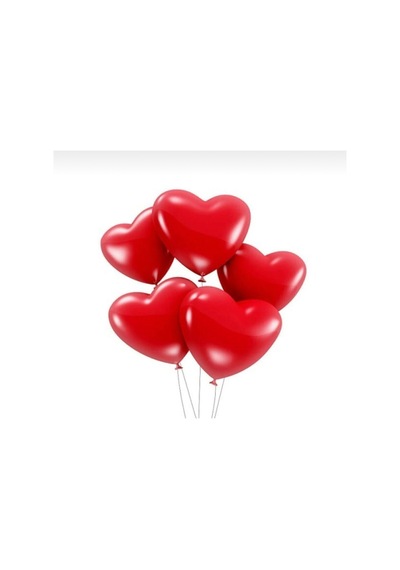 Sevgililer Günü Konsepti Kalpli Kırmızı Balon 20 Adet 12 İnç Balon Kırmızı Kırmızı