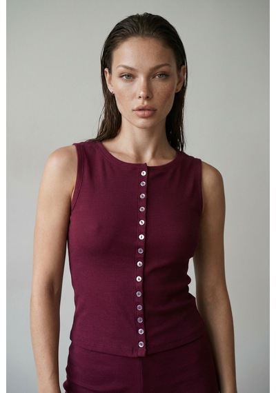 Bordo Bisiklet Yaka Düğmeli Kadın Bluz Mg2638 bordo