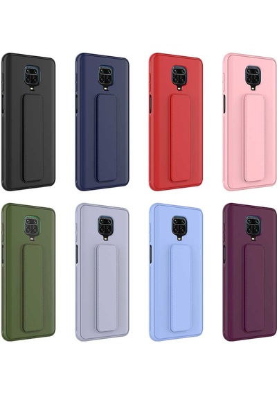 Xiaomi Redmi Note 9 Pro Kılıf Zore Qstand Kapak Pembe