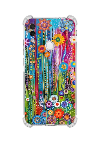 Printify Redmi Note 7 İle Uyumlu Düşlerin Dansı Serisi Folklorik Bahçe Tasarımlı Uv Baskılı Köşe Korumalı Antişok Kılıf Şeffaf
