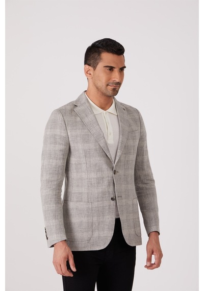 Dufy Gri Erkek Slim Fit Mono Yaka Ceket - 86413 Gri