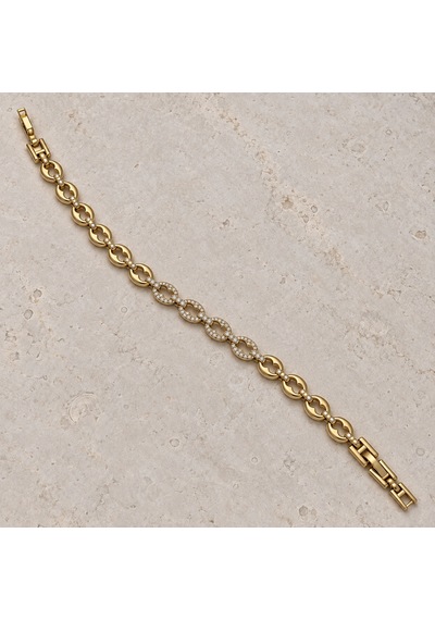 Xp Golden Muse 14k Altın Rengi Taşlı Kahve Çekirdeği Zincir Kadın Bileklik - 17 - 19 Cm Renkli