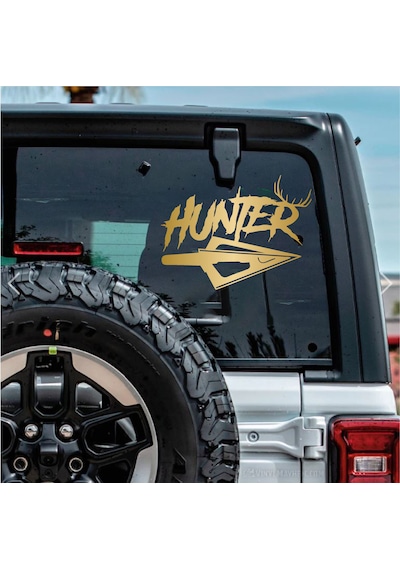 Hunter Avcı Sticker - Araba Oto Motosiklet Karavan Cam Sticker - 00267 60x45 Cm
