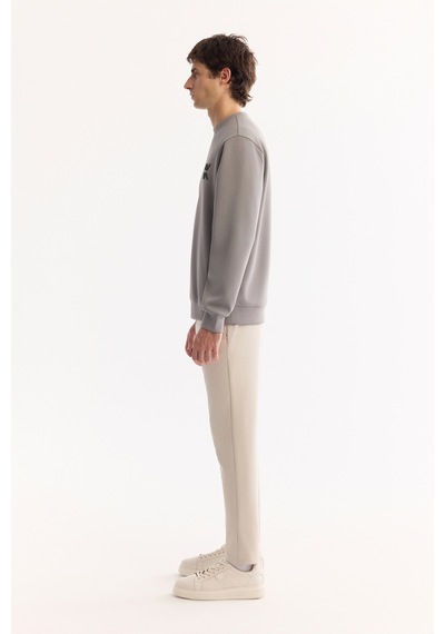 Avva Erkek Gri Bisiklet Yaka Pamuklu Bi-stretch Basic Regular Fit Sweatshirt A52y1328