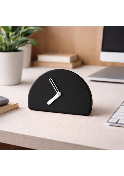 Modern Minimalist Yarım Daire Masa Saati - 5 Renk Seçeneği Siyah