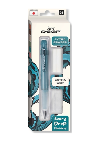 Serve Deep Versatil Kalem 05mm- Toprak Tonları - Yedekli Set Grip Ve Silgi Okyanus Mavi Okyanus Mavi
