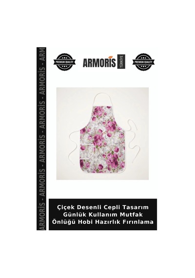 Çiçek Desenli Cepli Tasarım Günlük Kullanım Mutfak Önlüğü Hobi Hazırlık Fırınlama Çok Renkli