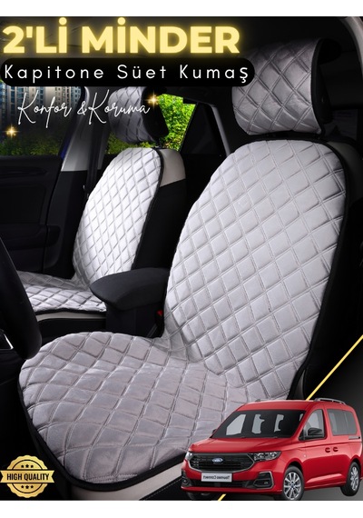 Ford Tourneo Connect Uyumlu 2'li Süet Oto Koltuk Minderi Terletmez Universal Oto Aksesuar A3 Gri