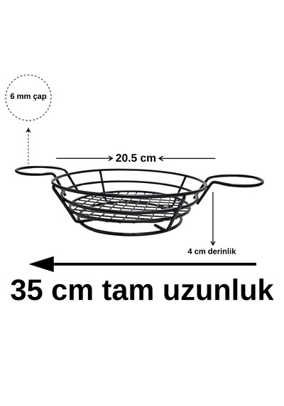 Tekmarked Metal Sosluklu Hamburger Ve Patates Kızartması Sunum Sepeti Siyah