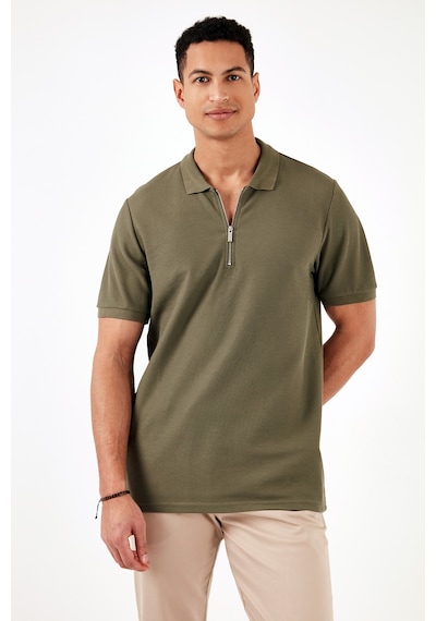 Buratti Pamuklu Regular Fit Fermuarlı Erkek Polo Yaka T Shirt 5902434 Haki