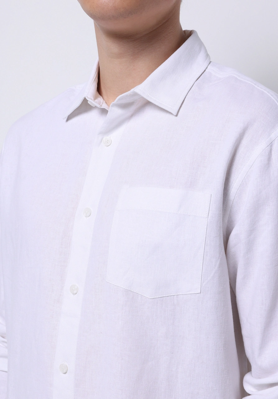 Colin's Colins Relax Fit Shirt Neck Düz Erkek Beyaz Uzun Kol Gömlek Cl1074490 Q1.v1 Wht Beyaz