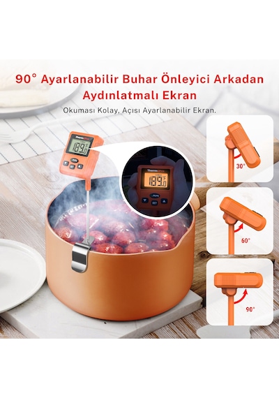 Thermopro Tp511 Uzun Problu Programlanabilir Alarmlı Geniş Ekranlı Pişirme Termometresi