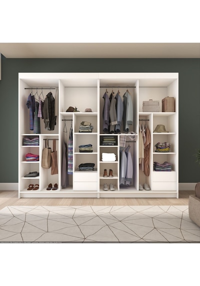 Sürgülü Gardırop Dört Kapaklı 280/210 Cm Parlak Beyaz + Ud