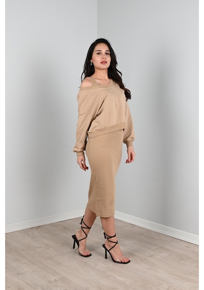 Koza Butik Kadın Askılı Sweatshirtli Elbise 3711-23 001