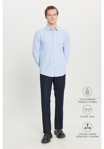 AC&Co / Altınyıldız Classics Ütülemesi Kolay Slim Fit Dar Kesim Klasik Yaka Pamuklu Erkek Gömlek Açık Mavi AC&Co / Altınyıldız Classics Ütülemesi Kolay Slim Fit Dar Kesim Klasik Yaka Pamuklu Erkek Gömlek Açık Mavi