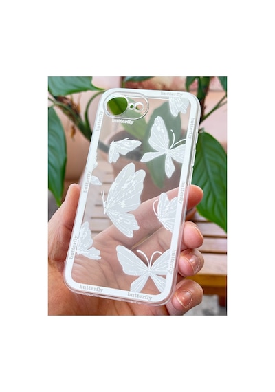 Fibaks iPhone 16e/17e Uyumlu Kılıf Tasarımlı Desenli Kamera Korumalı Şeffaf Kelebek Esnek Yumuşak Silikon Kapak