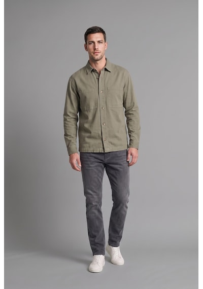 Defacto Boxy Fit Polo Yaka Çift Cepli Pamuklu Uzun Kollu Gömlek H4590ax26aukh465 Haki-kh465