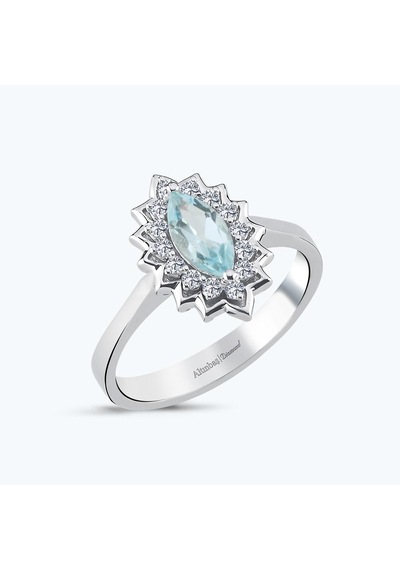 Altınbaş Pırlanta Mavi Topaz Markiz Yüzük Pnf014mskt-14k