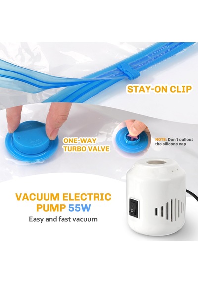 Elektrikli Pompalı 10'lu Paket Vakum Saklama Torbaları, Giyim İçin Vakum Mühür Torbaları, Uzay Tasarruflu Vakum Sa