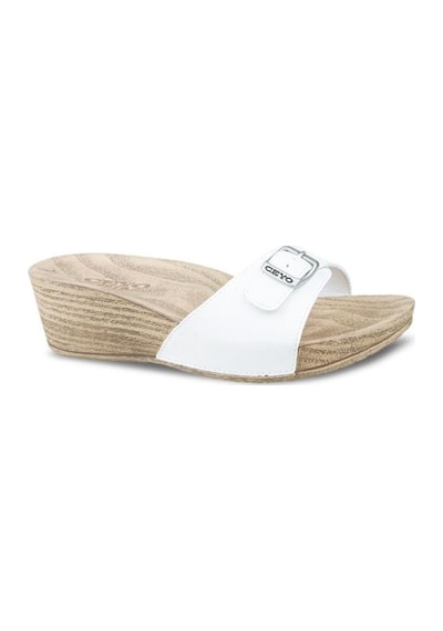 Ceyo 9873-8 Dolgu Topuk Anatomik Taban Kadın Terlik Beyaz 36-40 Beyaz