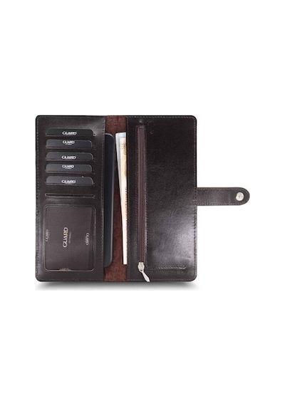 Guard Large Croco Kahverengi Kart Ve Para Slotlu Hakiki Deri Telefon Cüzdanı Erkek / Kadın P3032 Kahverengi