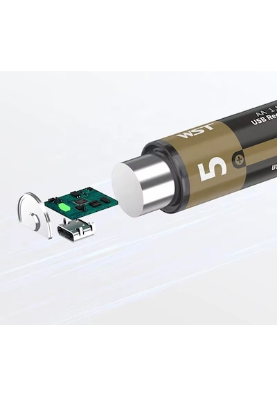 Usb Type-c Girişli Şarjlı Aa Lityum Pil 1.5v Sabit Çıkış 3200mwh 5'li Paket - 10 Adet