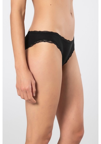 Türen Kadın Likralı Ribana Dantelli Bikini Külot 2'li Paket 928/siyah Siyah