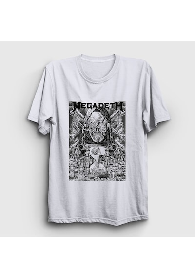 Presmono Unisex Time Megadeth T-shirt Beyaz